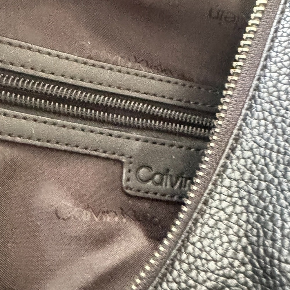 Calvin Klein Black Pebbled Faux Leather Asymmetrical Zip Hobo Bag Boho vegan - Picture 5 of 12